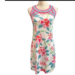 Gretchen Scott‎ Floral Print Sleeveless Dress Pink Green Size Small